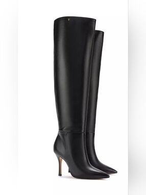 Larroudé Kate Tall Calf Skin Boots Black US 6 *Handmade* Anthropologie NIB #$700